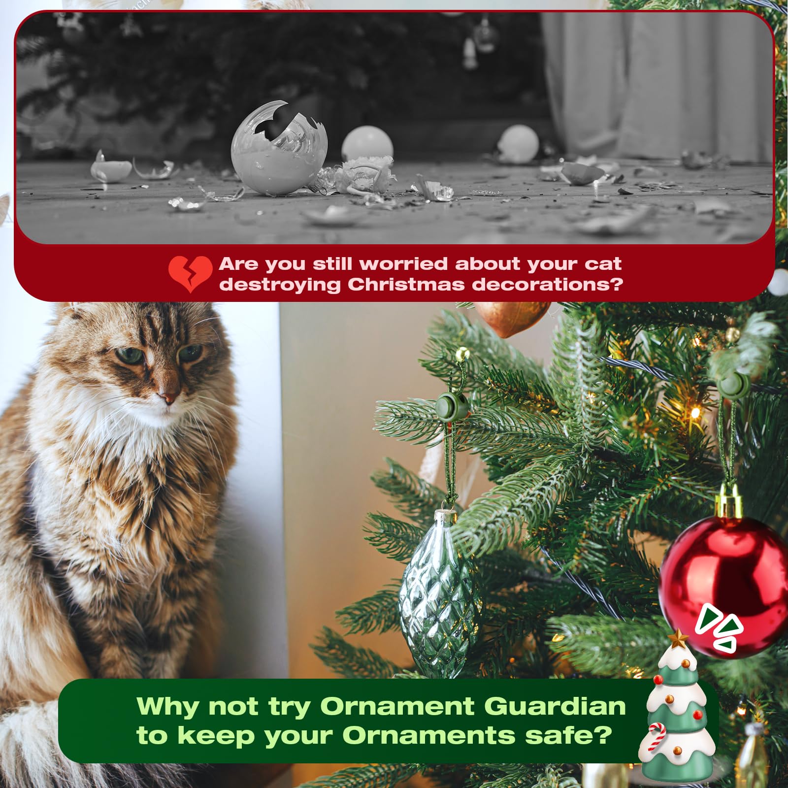 Christmas Ornament Guardian, Adjustable Ornament Hooks for Hanging Small Large Heavy Ornaments, Ornaments Hanger Hooks for Christmas Tree Hanging Holiday Ornaments (36)