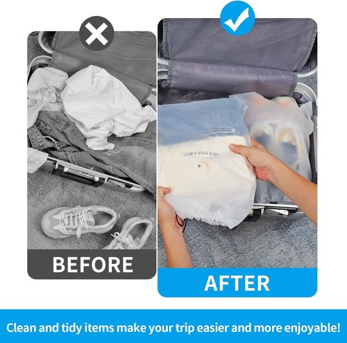 COIDEA Waterproof Travel Shoe Bags - Durable Packing & Storage Solution for Men and Women | 15.7 x 11.8 Inches, Clear, Set of 5
