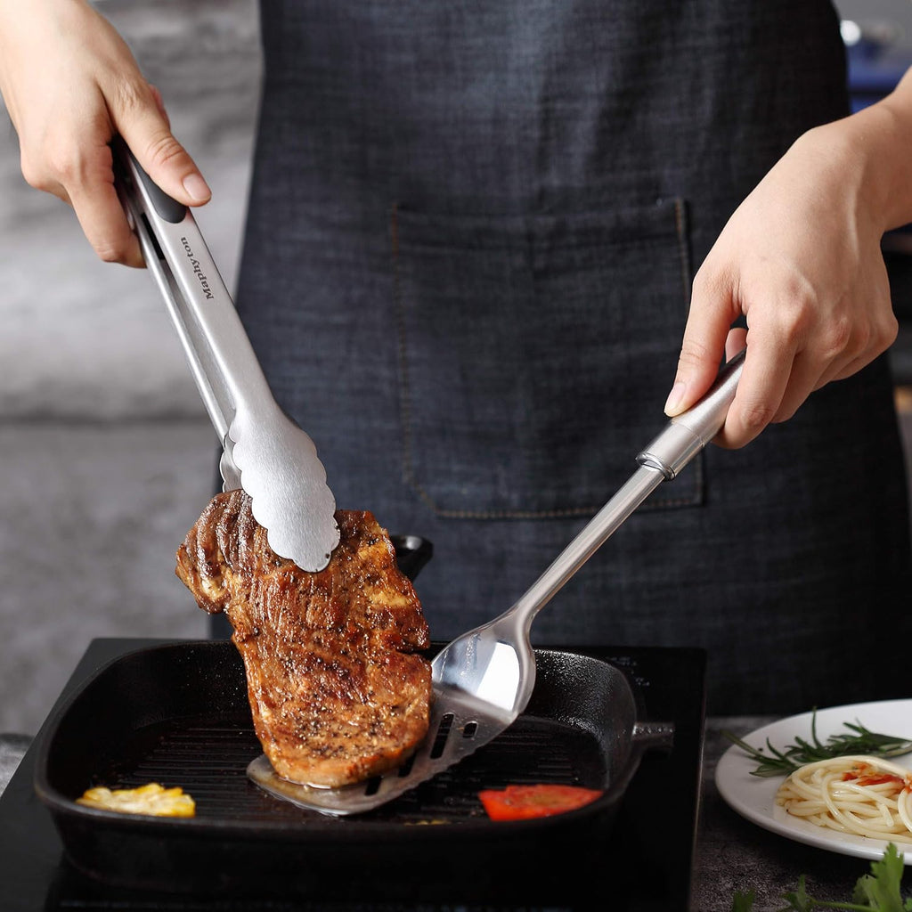 Skiennix 11-Piece Stainless Steel Cooking Utensil Set - Nonstick Kitchen Gadgets & Spatula