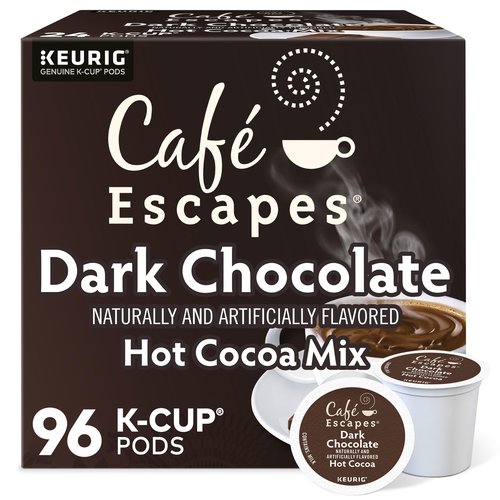 Cafe Escapes Dark Chocolate Hot Cocoa, Keurig Single-Serve K-Cup Pods, 96 Count