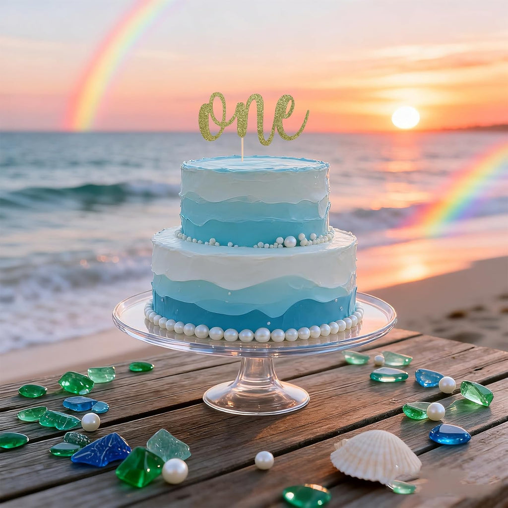 ONE Cake Topper - Bright Yellow Glitter 1st Birthday Decoration | Perfect for Baby Showers & Parties