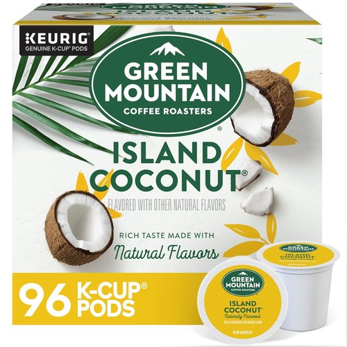Green Mountain Coffee Roasters Island Coconut K-Cup Pods - Light Roast Coffee, 96 Count (4 Packs of 24)