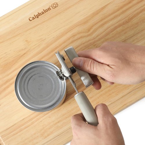 Calphalon Edge Stainless Steel Can Opener | Heavy-Duty Multifunction Tool with Rubber Handle - Taupe