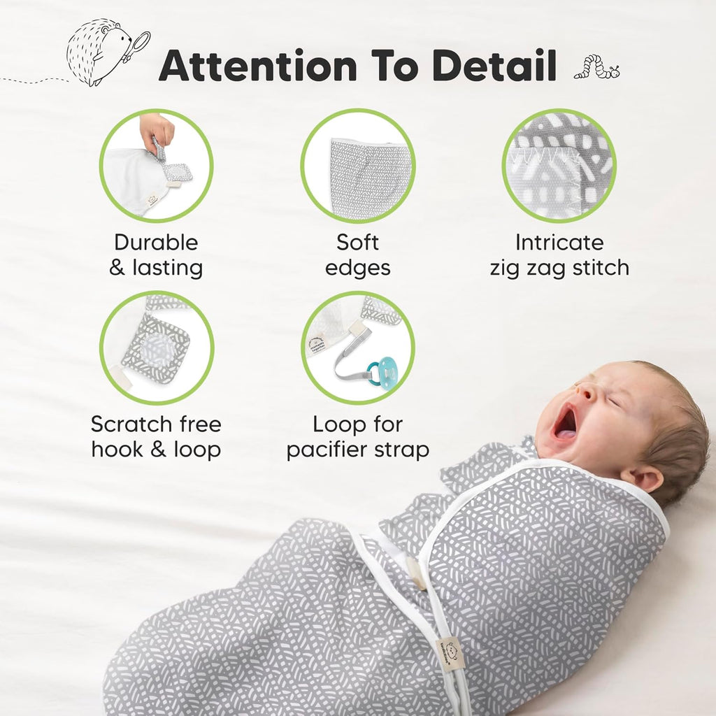 Nordic 3-Pack Organic Baby Swaddle Sleep Sacks - Soft & Snug for Newborns 0-3 Months