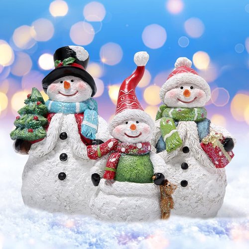 Hodao Christmas Snowman Family Figurines - Handmade Winter Decor for Holiday Celebrations | 3 PCS Set