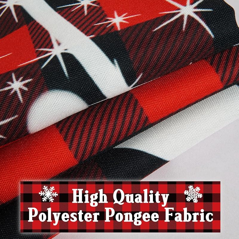 Merry Christmas Kitchen Curtains Set of 3 54x18 Valance + 27.5x36 Panels – Holiday Door & Window Decor