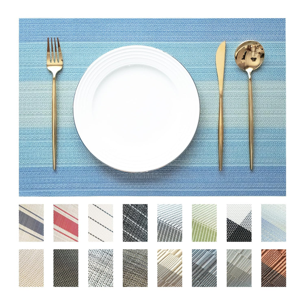 SUMYMERY Placemats Set of 4 Vinyl/Plastic Woven Place Mats for Kitchen Table Indoor/Outdoor Washable Placemat Wipeable Dining Table Mats (Ocean Geode,4)