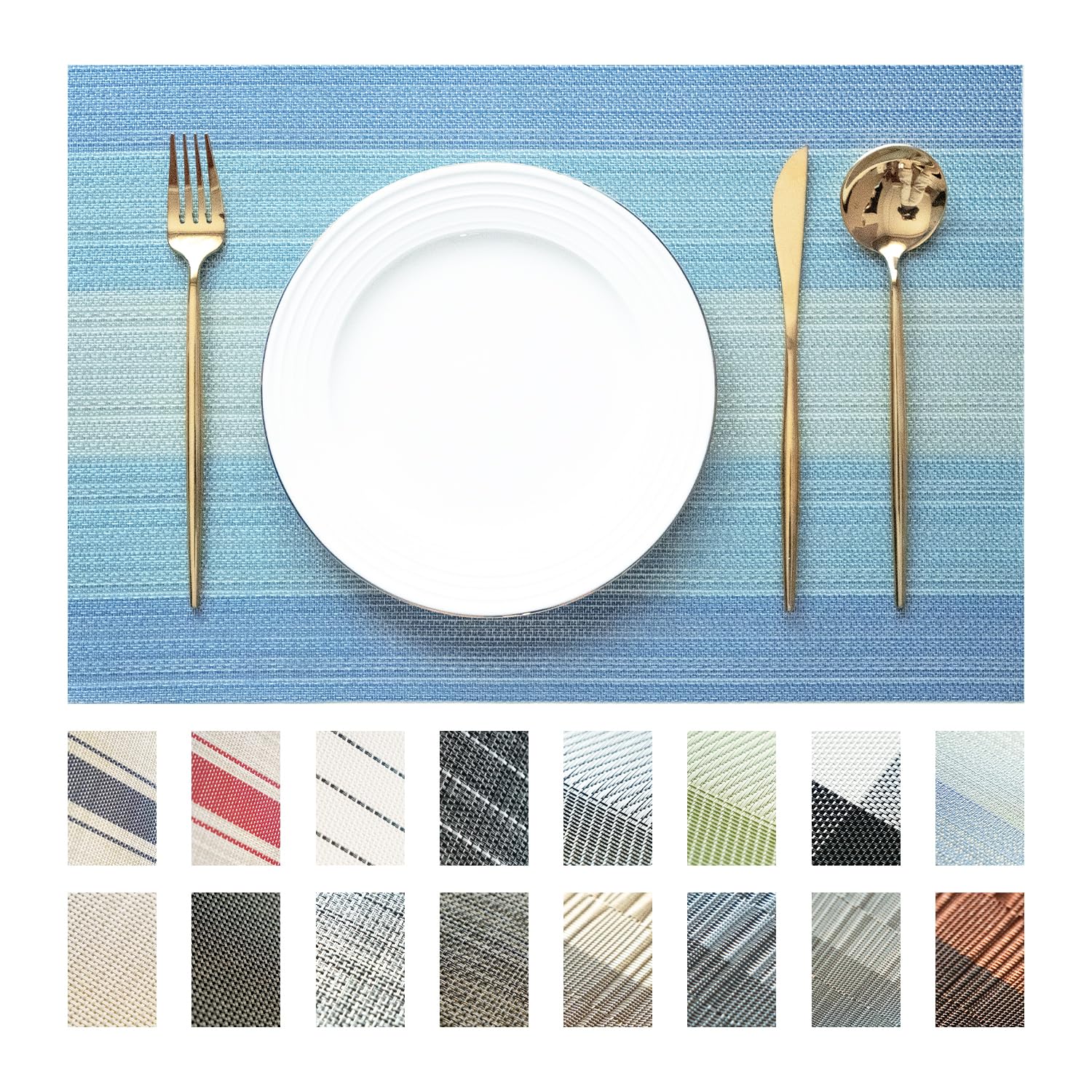 SUMYMERY Placemats Set of 4 Vinyl/Plastic Woven Place Mats for Kitchen Table Indoor/Outdoor Washable Placemat Wipeable Dining Table Mats (Ocean Geode,4)