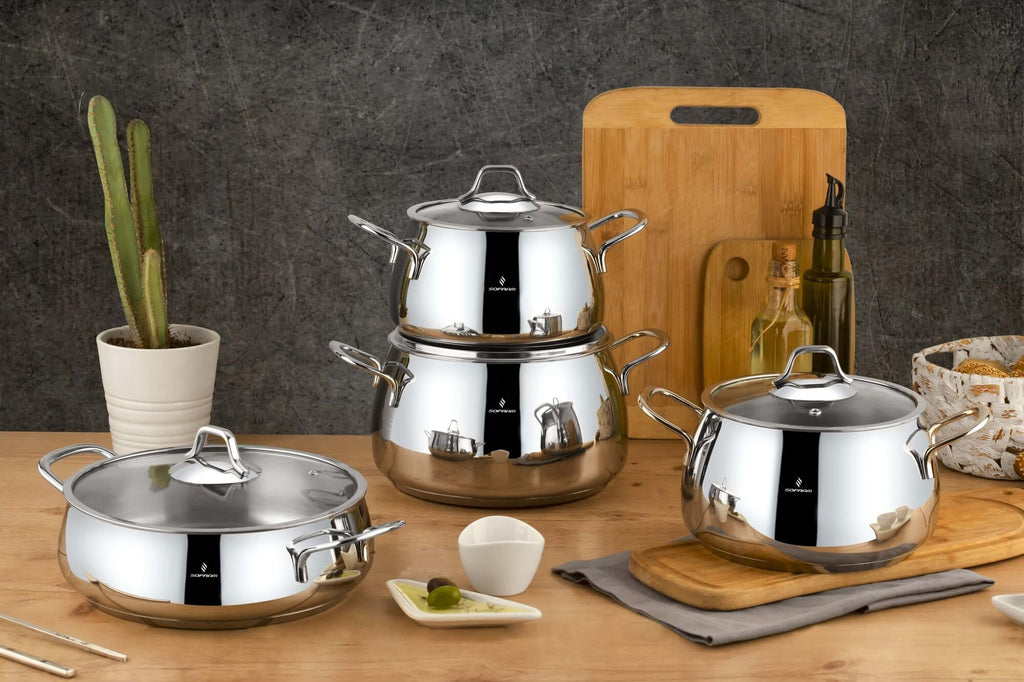 Venus Stainless Steel Deep Stock Pot with Glass Lid Soup Pot Deep Casserole Cooking Pot Suitable for Induction Stove Cookware (2.95-qt. (2.8 L))