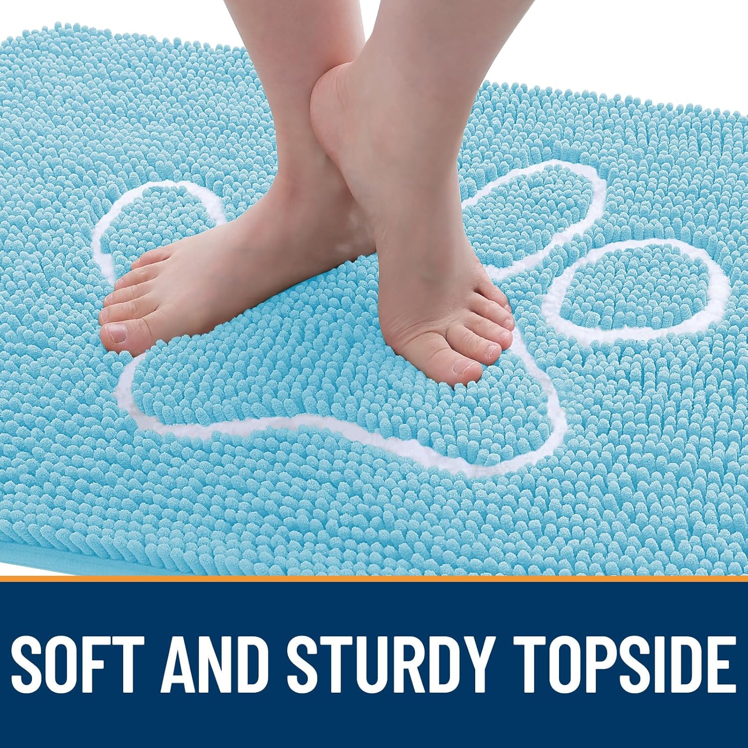 OLANLY Dog Door Mat - Absorbent Non-Slip Mud Mat for Paws | 59x35 Inches, Blue Chenille Design
