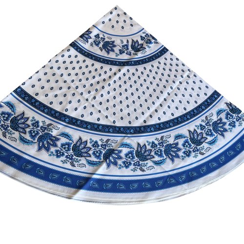 68" Round Lisa White Cotton Coated Provence Tablecloth by Le Cluny