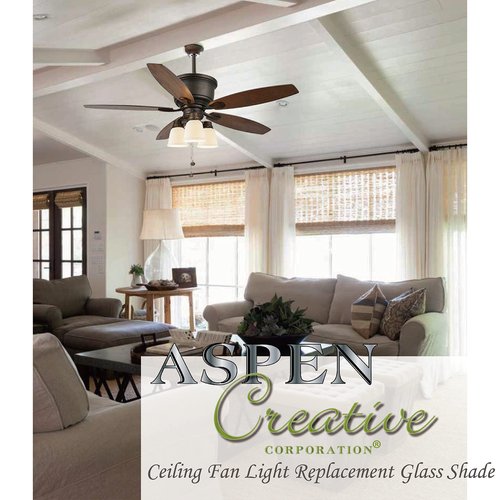 Aspen Creative 23080-4A Contemporary Clear Ribbed Ceiling Fan Replacement Glass Shade, 2-1/8" Fitter Size x 4-3/4" Diameter x 4-1/2" Height, 4 Pack