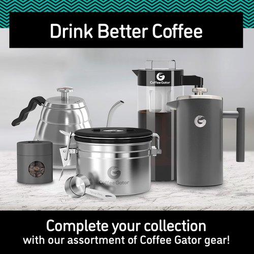 Coffee Gator Coffee Canister, 2pack 22oz Airtight Stainless Steel Kitchen Food Storage Container with Date Tracker, Scoop for Sugar, Grounds, Beans,Tea, Cereal, Flour, Cookies Jars - Gray&Silver