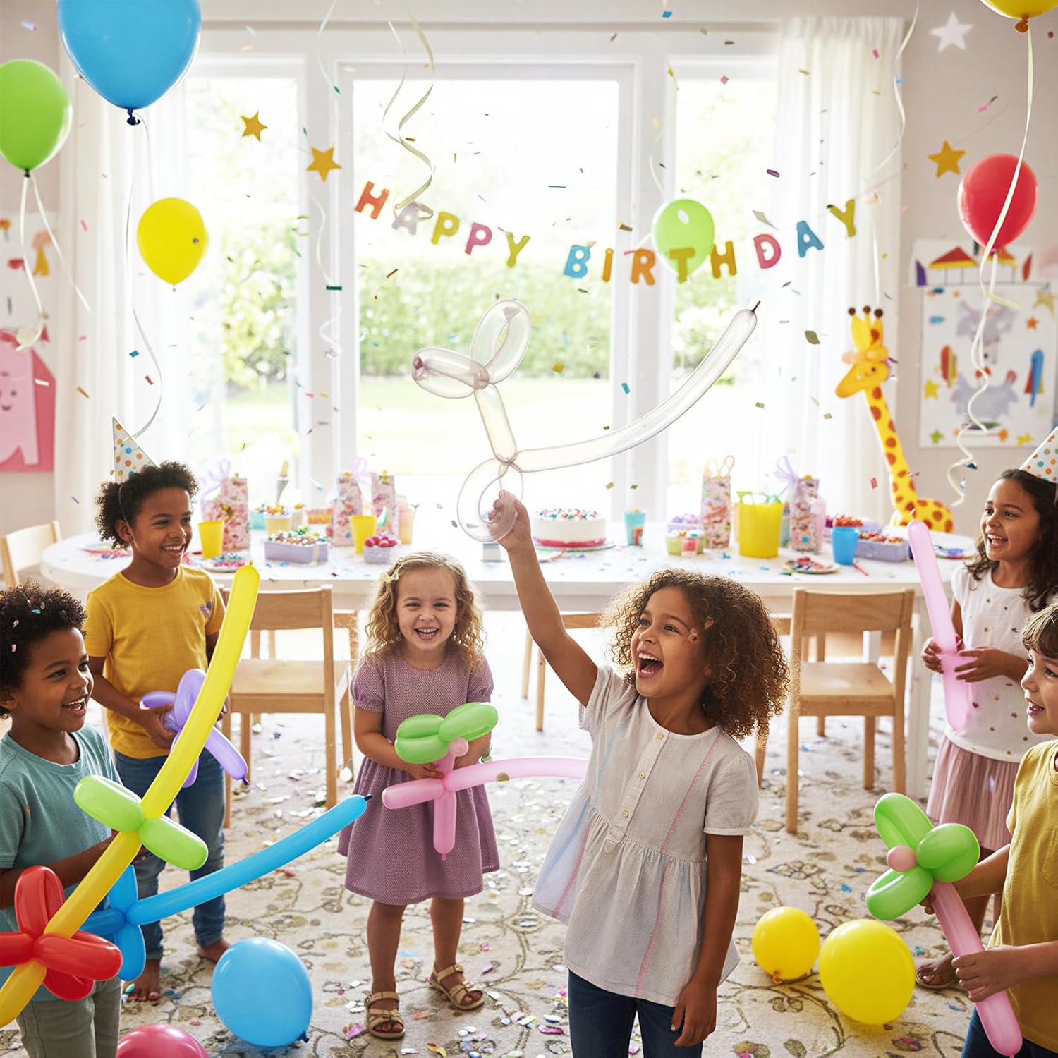 RUBFAC Clear Long Skinny Latex Balloons - 100pcs Transparent Twisting Balloons for Kids' Parties & Decorations