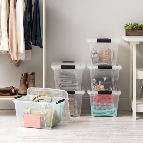 IRIS USA 19 QT Plastic Storage Box - BPA-Free, Durable Stackable Containers with Latches - Clear (6 Pack)