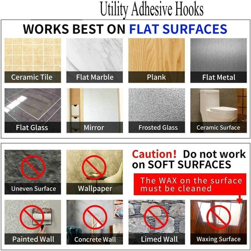 Jwxstore Heavy Duty Self-Adhesive Hooks - 33lb Capacity, Waterproof & Transparent | Ideal for Home & Outdoor Use