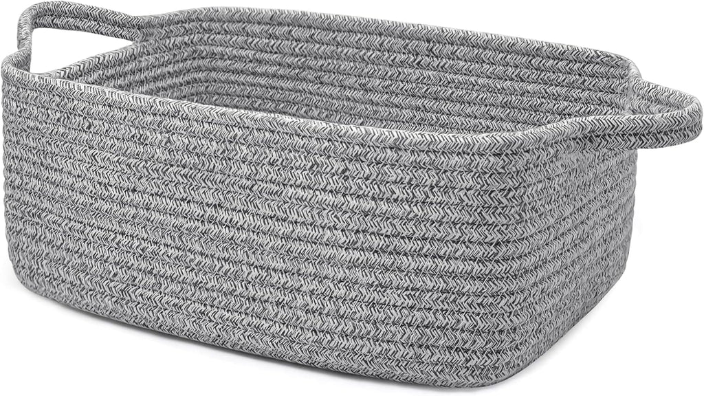 Skiennix Empty Gift Basket for Kids - Stylish Grey Woven Storage Basket | 13 x 10 x 5 Inches