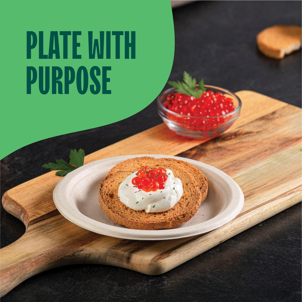 Deep Dish Paper Plates, Heavy Duty Disposable Dinner Plates [500-Pack] 10 Inch Plates - 100% Compostable Eco-Friendly, Biodegradable Sugarcane Bagasse, Natural Brown 10" Paper Plate Disposable