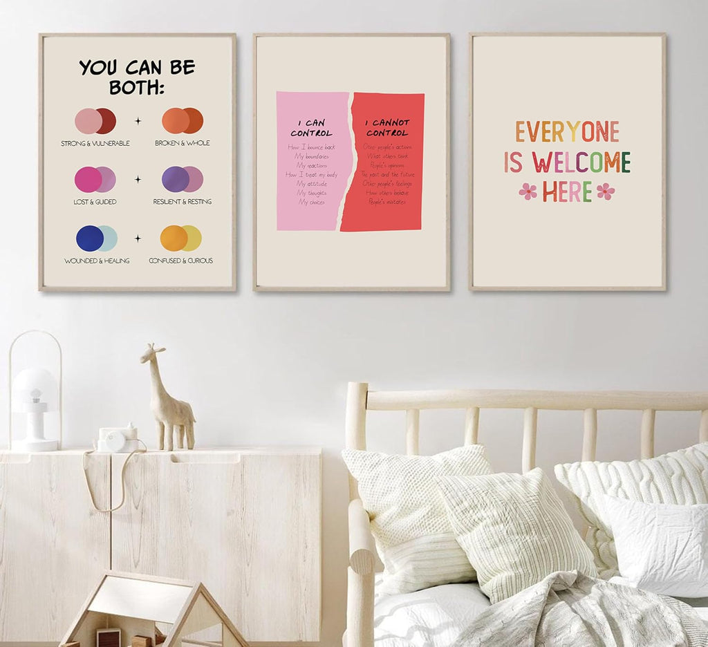 Skiennix 6-Piece Mental Health Wall Art - Inspirational Quotes Canvas Prints for Home & Office Decor