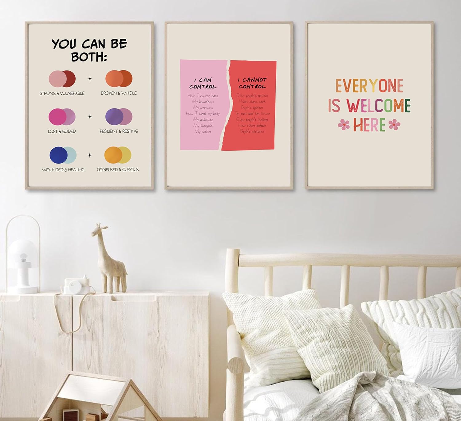 Skiennix 6-Piece Mental Health Wall Art - Inspirational Quotes Canvas Prints for Home & Office Decor