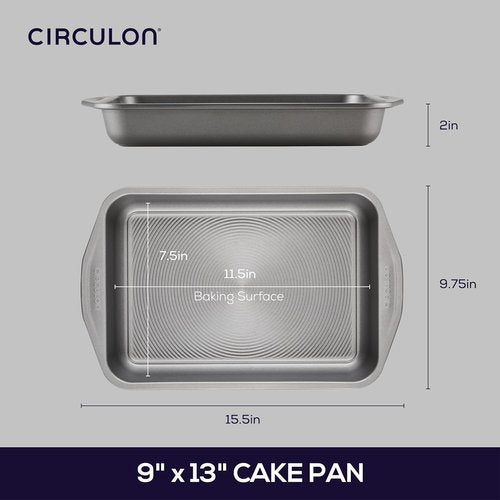 Circulon 51133 Nonstick Baking Pan | Rectangle Cake Pan - 9" x 13", Durable Gray Finish
