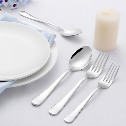 E-far Heavy Duty Silverware Set - 40-Piece Stainless Steel Flatware for 8 | Thick Utensils, Dishwasher Safe