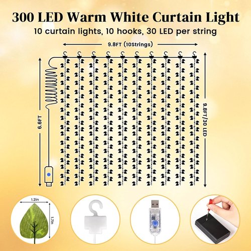 DomeStar LED Fairy Lights Vines - 300 Lights with Remote for Bedroom, Dorm, Wedding & Party Decor