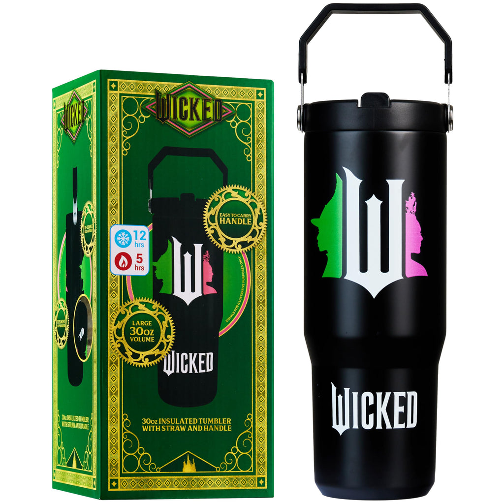 Get Trend Wicked Tumbler with Straw 30oz Girls Teens Insulated Cup with Lid Handle Travel Mug Cups with Lids for School Sports Gifts for Girls (Black Wicked)