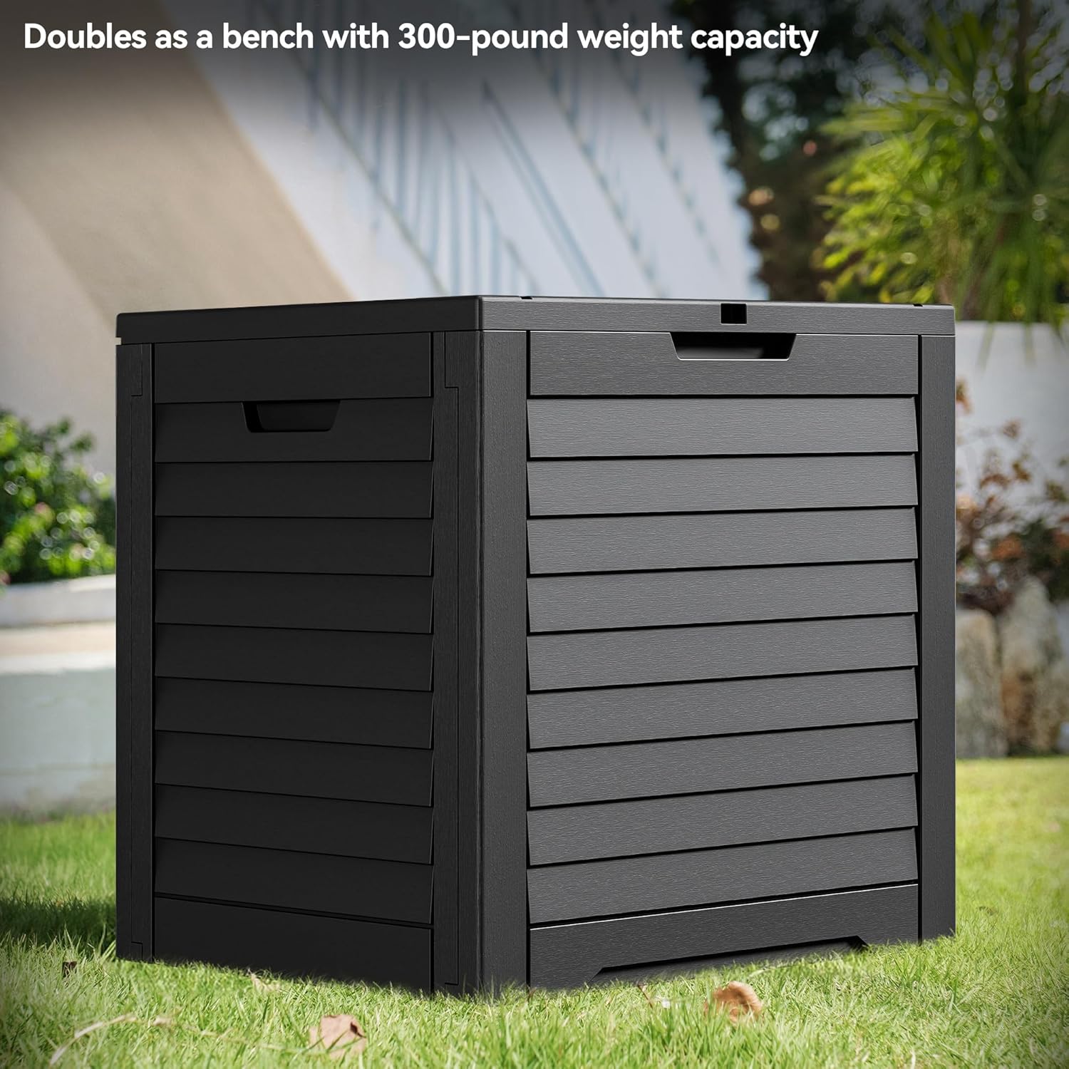 YITAHOME Outdoor Storage Box - 35 Gallon Waterproof Resin Deck Box with Lockable Lid | Black
