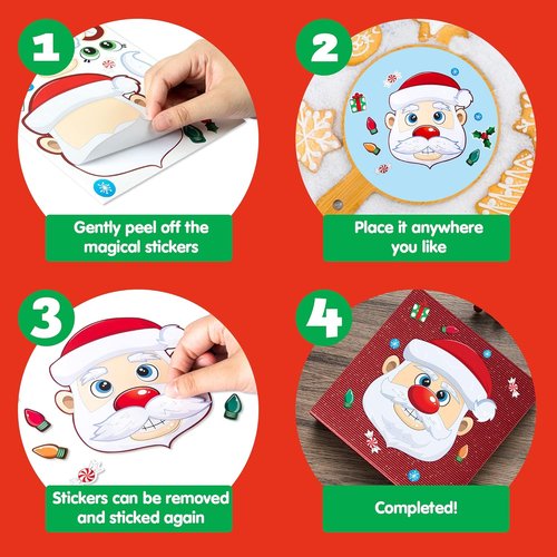 JOYIN Christmas Make-A-Face Stickers - 24 Pcs Mix and Match Character Sheets for Kids' Party Favors