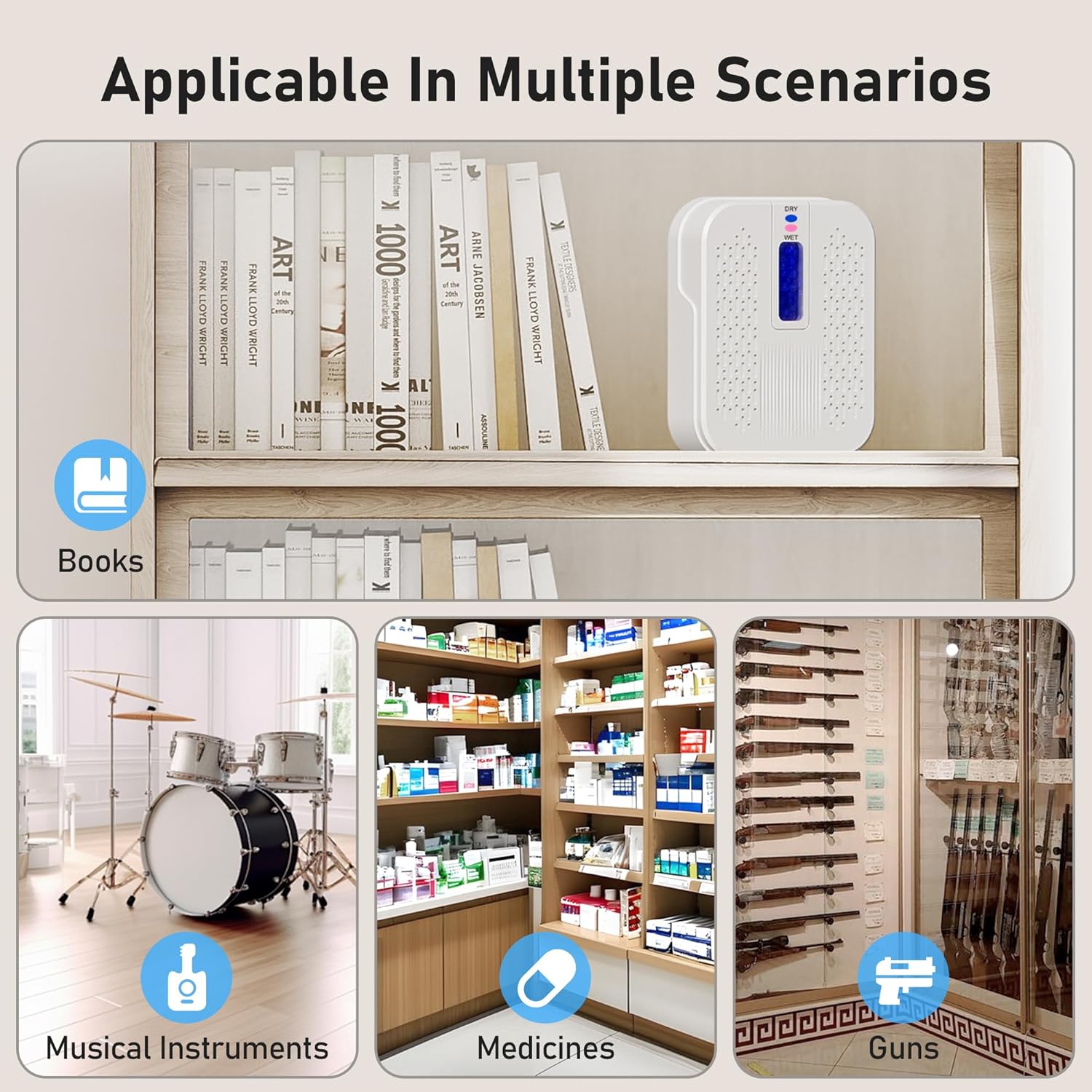 Skiennix Rechargeable Mini Dehumidifier - Portable & Energy Efficient for Bathrooms, Closets & Cars
