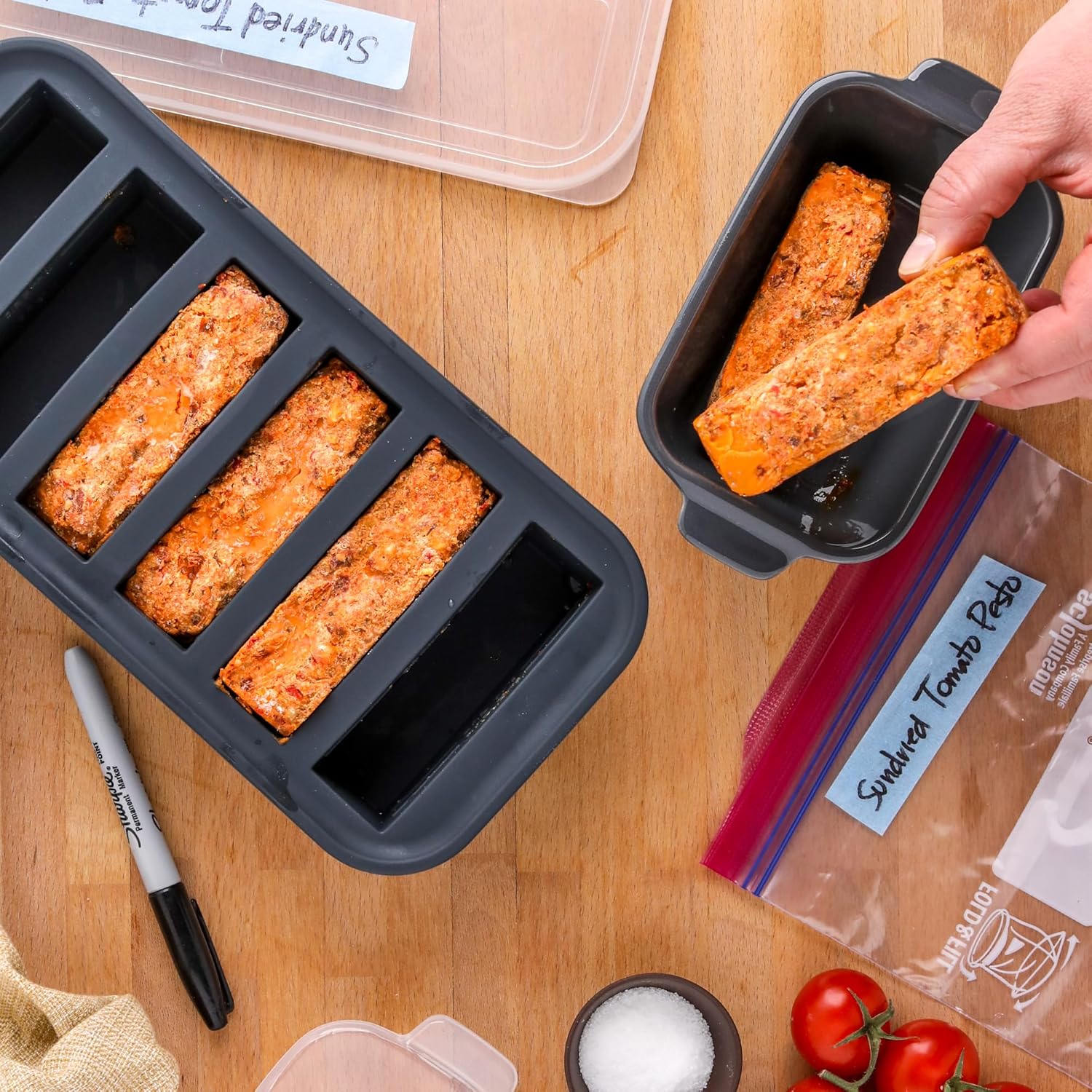 Souper Cubes Stoneware Baking Dishes - Premium Mini Ceramic Set of 4 with Silicone Covers | 5" x 3" - Charcoal, Made in USA