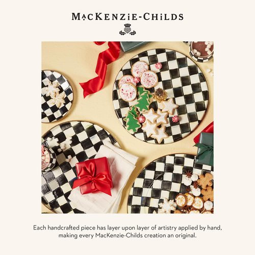 MACKENZIE-CHILDS Cheese Course, Cute Cheese Board and Serving Board for Charcuterie, Black-and-White Courtly Check