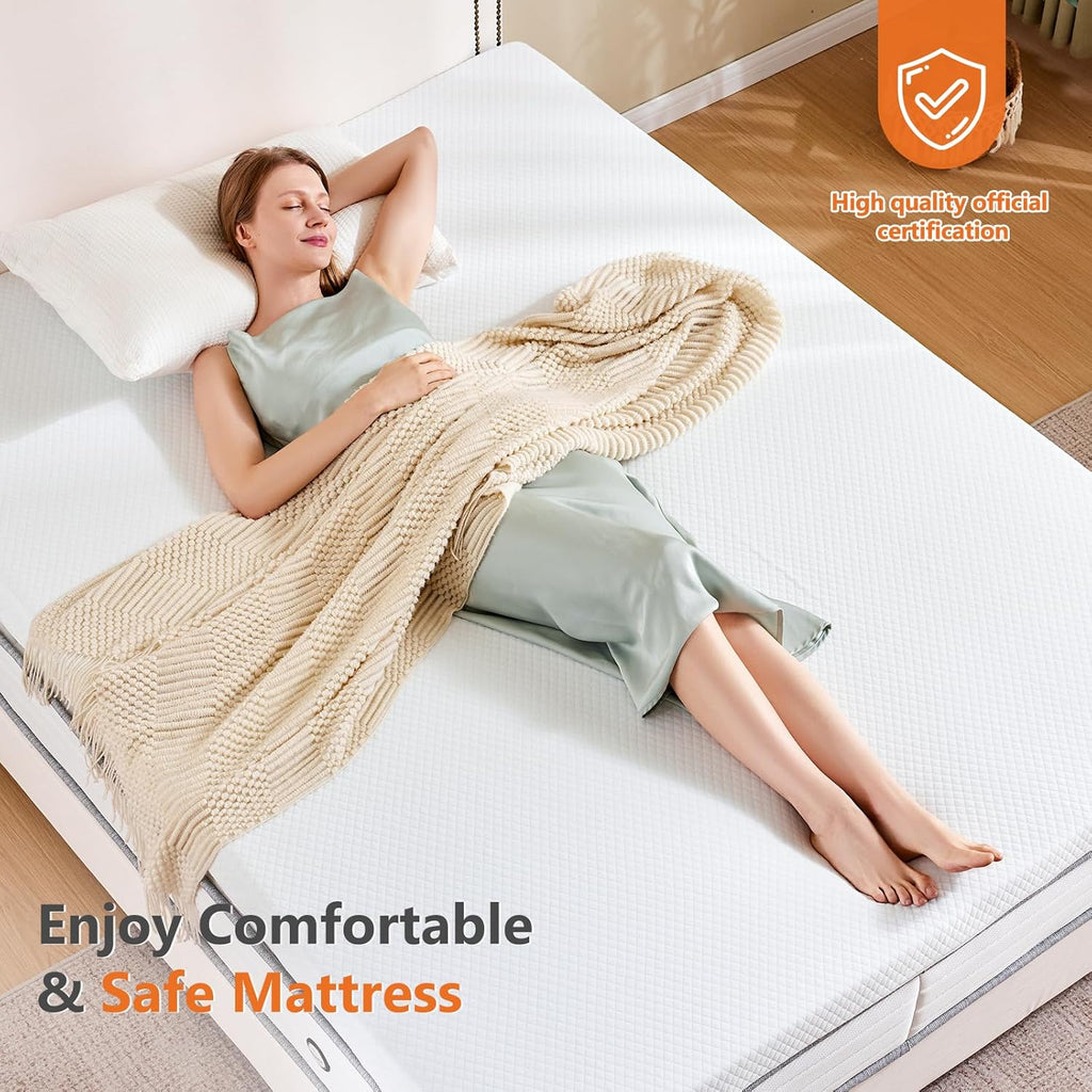 Sweetcrispy Memory Foam Mattress Topper - 2 Inch Thick Gel-Infused Cooling Pad for Twin Beds | Removable Soft Cover, CertiPUR US Certified