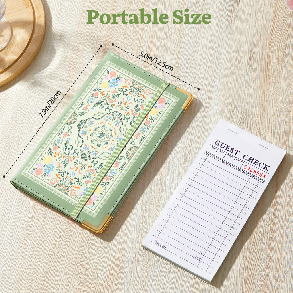 Server Book, PU Leather Server Books for Waitress with Zipper Pockets, Waitress Book with Pen Holder Fit Server Apron Check Presenters for Restaurants