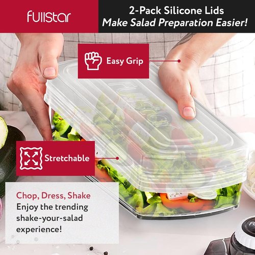 Fullstar Silicone Stretch Lids | Reusable Food Covers for Choppers & Slicers - Flexible & Durable - Pack of 2