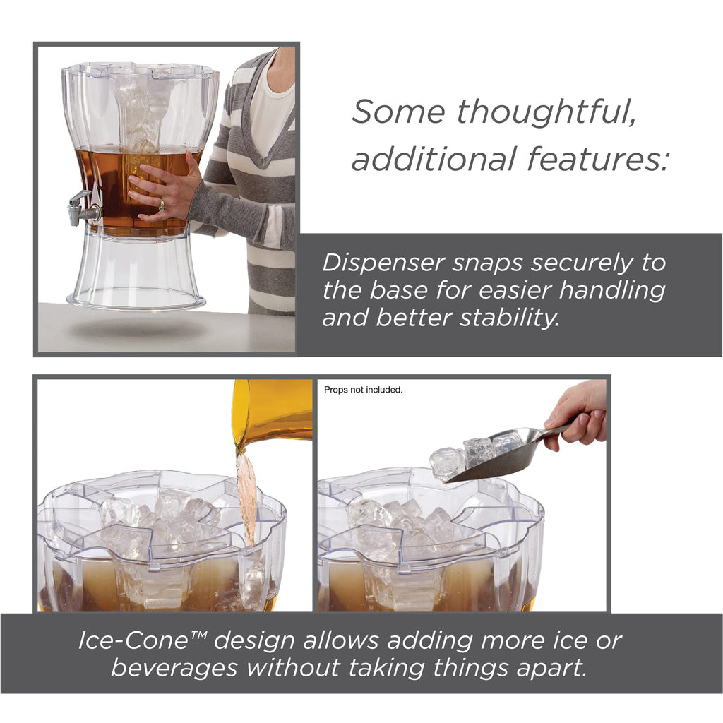 Buddeez 3.5 Gallon Clear Drink Dispenser - Built In Ice Cone and Spigot for Easy Pouring - Party-Perfect Serving Station with Chalk Board Tag