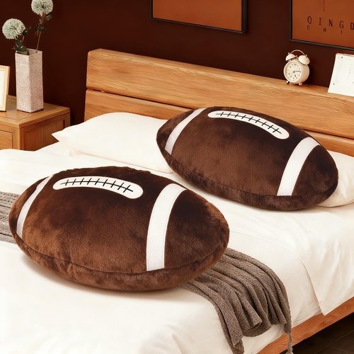 FPYWO 2 Pcs Football Pillow, Soft Football Plush Throw Pillows, Cute Football Decor for Couch Bedroom Game Day Party, Soft Fluffy Sports Decor Pillow, for Football Enthusiasts (20 Inch)