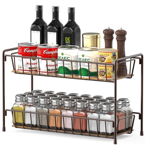 Simple Houseware Countertop Spice Rack 2-Tier Kitchen Spice Organizer Storage Shelves, Bronze