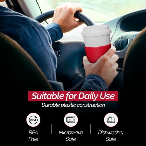 Copco Insulated Travel Mug, Coffee Cup with Lid, 16oz Tumbler, Double Wall To-Go Cup, for Travel, Office, School, Camping, BPA-Free Reusable Plastic, Acadia, Cherry Red