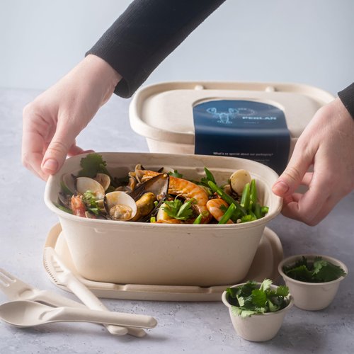 SugaWrap Disposable 48oz Food Containers with Lids (200 Bowls + 200 Lids) Eco-Friendly Biodegradable Bamboo & Sugarcane, Sturdy & Leak Resistant, Freezer & Microwave Safe for Hot & Cold (48 oz)