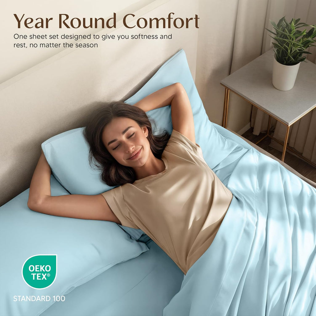 Utopia Bedding Full Size Sheet Set - Soft, Breathable Microfiber | 4-Piece in Ice Blue, Oeko-Tex Certified