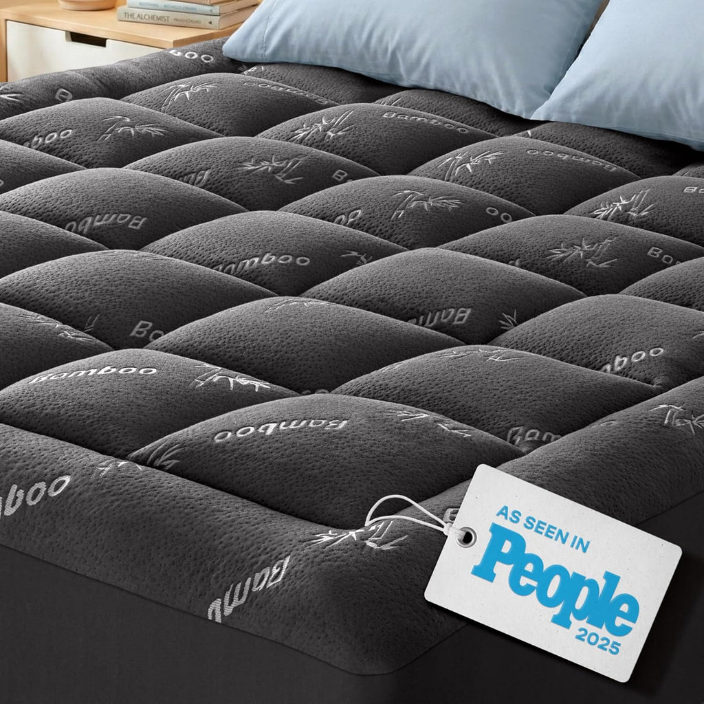 Niagara Sleep Solution Ultra Soft King Size Mattress Topper - Bamboo Viscose Pillow Top for Back Pain Relief | Naturally Cooling, Dark Gray