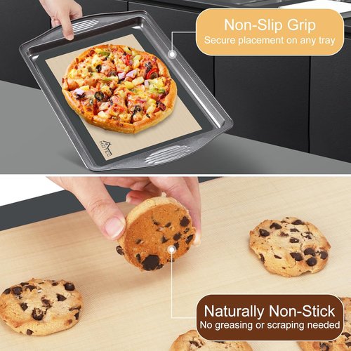 HOTEC Silicone Baking Mats 3 Pack - Non-Stick Reusable Sheets for Cookies & Macarons | BPA-Free, Dishwasher Safe
