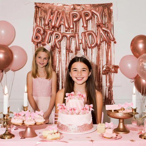 Coquette 48PCS Bow Cupcake Toppers - Pink Bow Cake Decorations for Birthdays & Showers