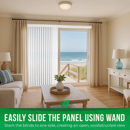 Calyx Interiors Vertical Blinds - White Light-Filtering Vinyl | 78" W x 84" H for Sliding Glass Doors & Windows