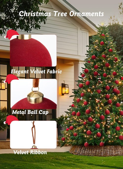 Brightown 15 Pcs Brown Velvet Christmas Balls - 3.15 Inch Ornaments for Holiday Tree Decor