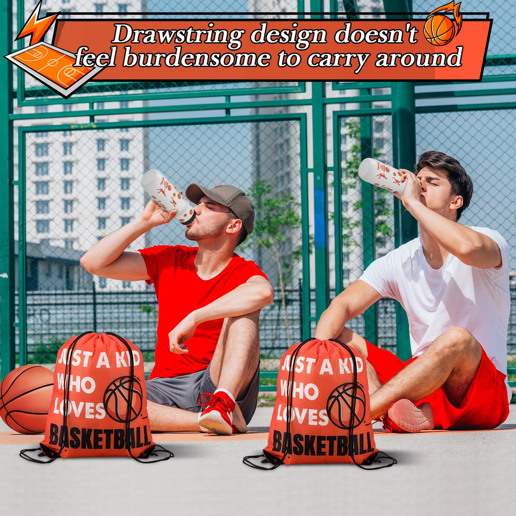 Talltalk 24 Pcs Basketball Party Favors Pack Basketball Bags and Water Bottle Set Drawstring Bags Bulk Gift Goodie Treat Bag 24oz Water Bottle Cup Team Gifts Accessories