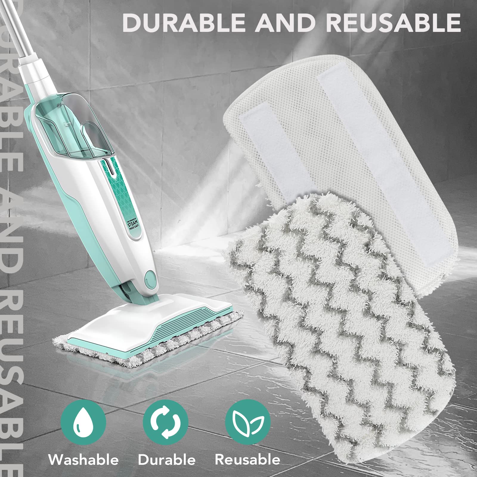 Sgizoku S1000 S2001 Steam Mop Replacement Pads for Shark Steam Mop S1000 S1000A S1000C S1000WM S10001C S1200 & S2001 SteamSpot Steam Mop - Dirt Grip, Washable & Reusable for All Floor Clean - 5Pack