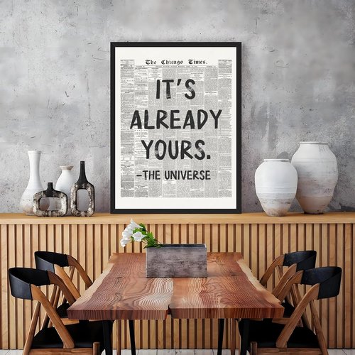 Licpach Retro Black and White Newspaper Wall Art - Inspirational Quote Poster | Motivational Canvas Print 8x12 Inch with Black Frame
